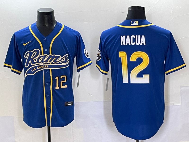 Men Los Angeles Rams #12 Nacua Blue Joint Name Nike 2025 Limited NFL Jersey style 02
